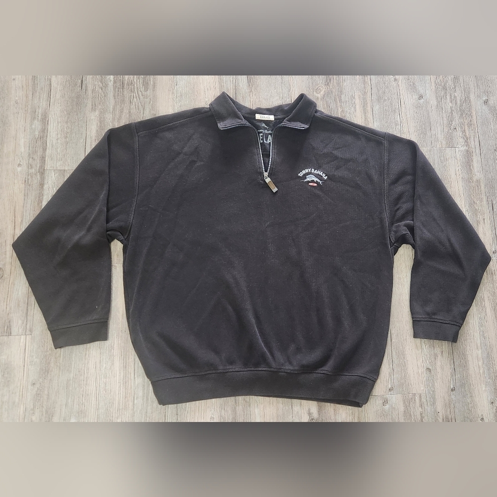Vintage Tommy Bahama Relax‎ Black Quarter-Zip Sweatshirt XLT relaxed Fit